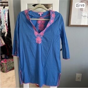 Lilly Pulitzer Blue Coverup with Pink Detailing